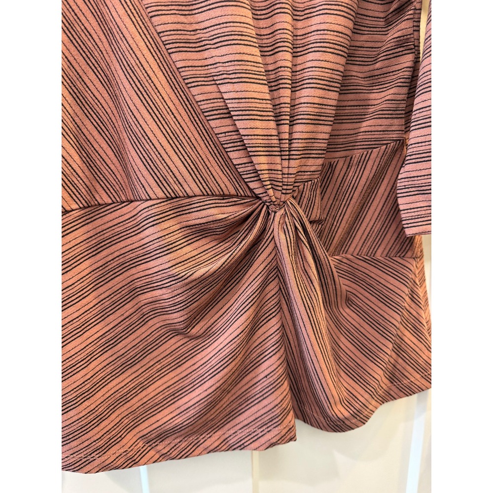 Christopher & Banks Petite Mauve Striped Twist Front 3/4 Sleeve Top P/XL NWT - Picture 3 of 8